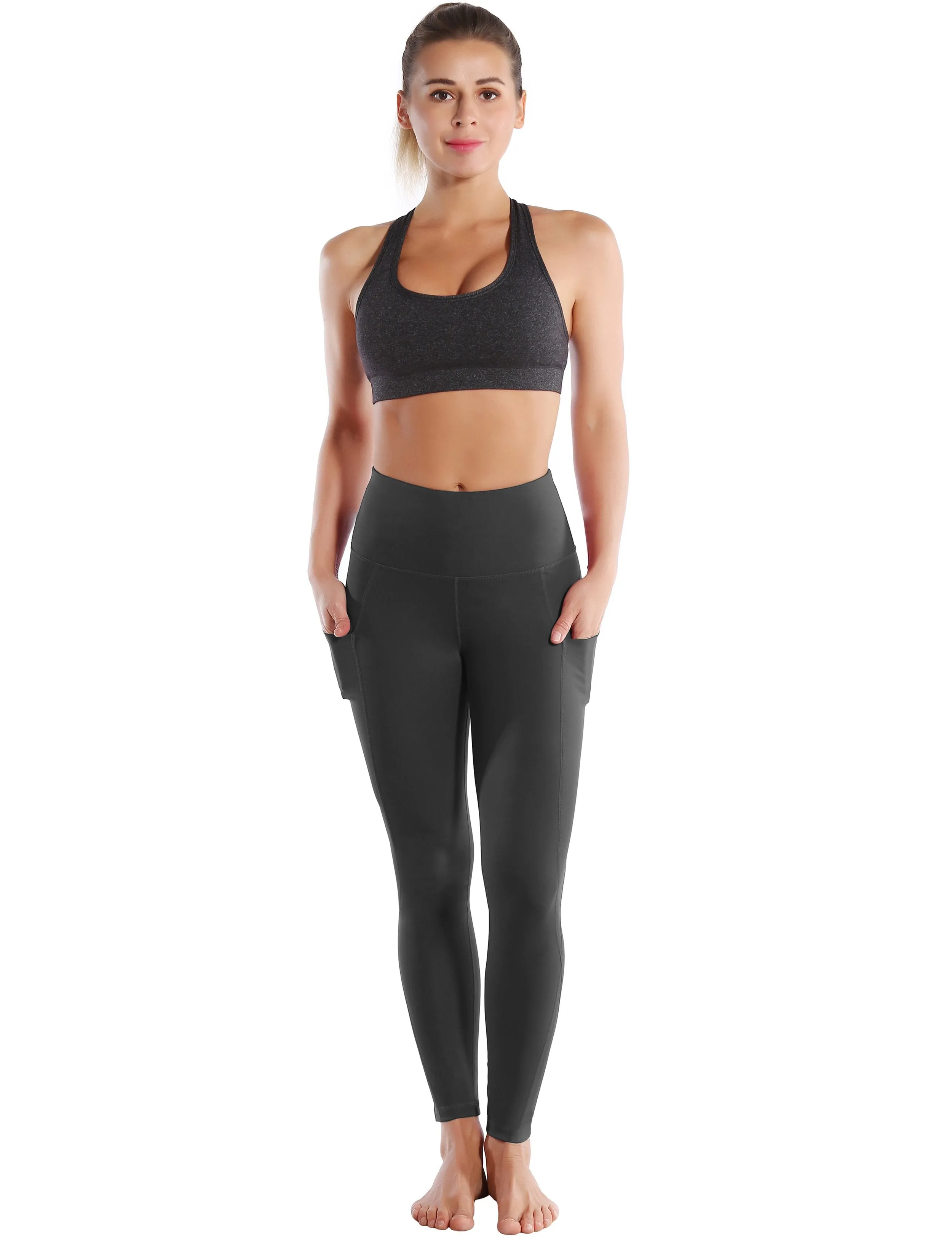 High Waist Side Pockets Yoga Pants shadowcharcoal ins