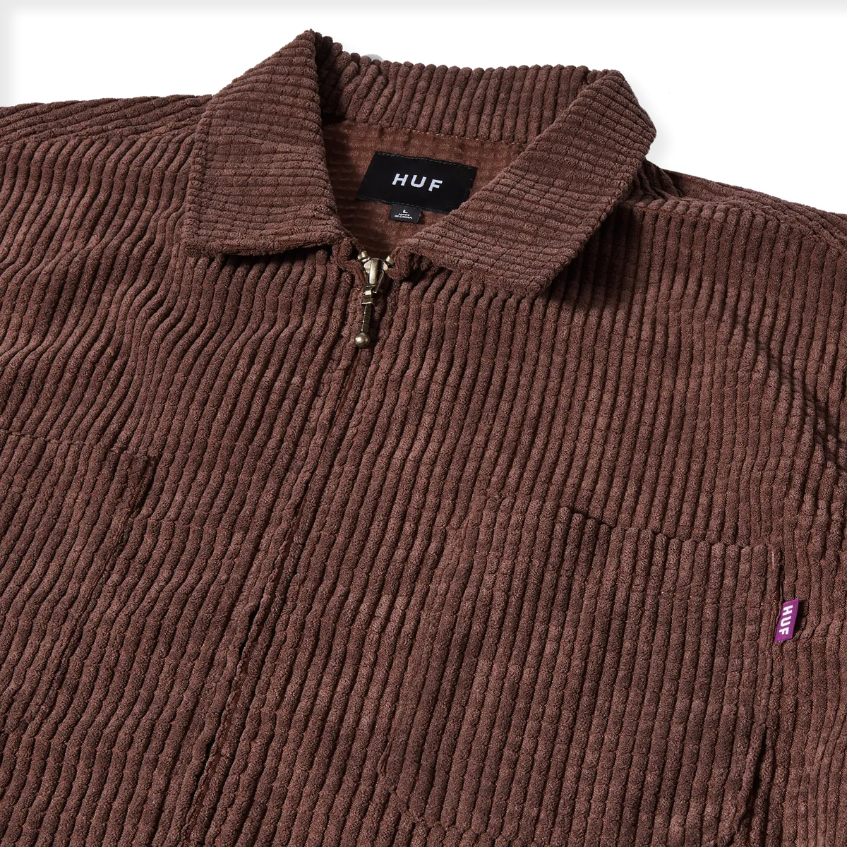 HUF CORNELIUS ZIP SHIRT-EGGPLANT