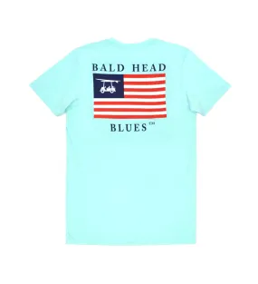 Island Tee - Youth Short Sleeve USA Flag - Aqua