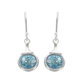 Israeli Roman Glass Crowned Drop Earrings