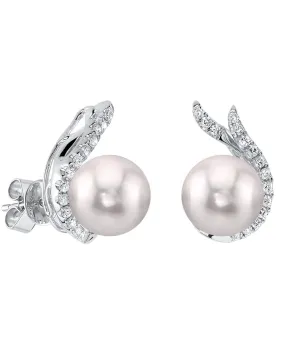 Japanese Akoya Pearls & Diamonds Rebecca Earrings