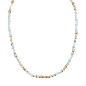 Joy and Calm Aquamarine Sunstone and Prehnite Delicate Necklace