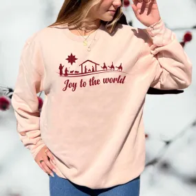 Joy To The World Nativity Scene Crewneck Unisex Sweatshirt