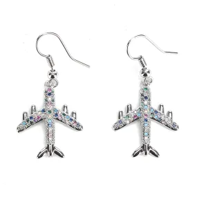 JW Crystal Earring Airplane Silver