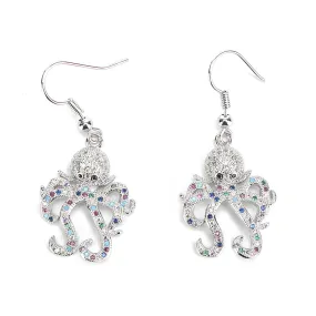 JW Crystal Earring Octopus Silver