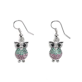 JW Crystal Earring Owl Silver