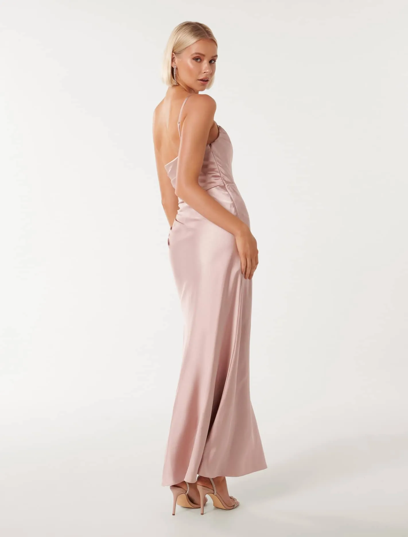 Kelly One Shoulder Satin Maxi Dress