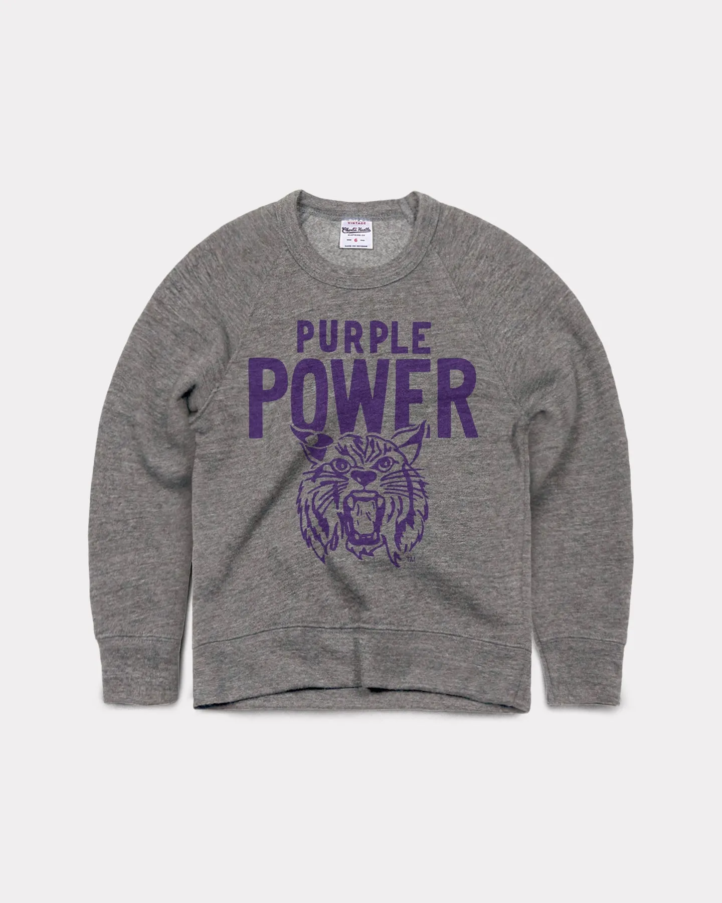 Kids K-State Wildcats Purple Power Grey Crewneck