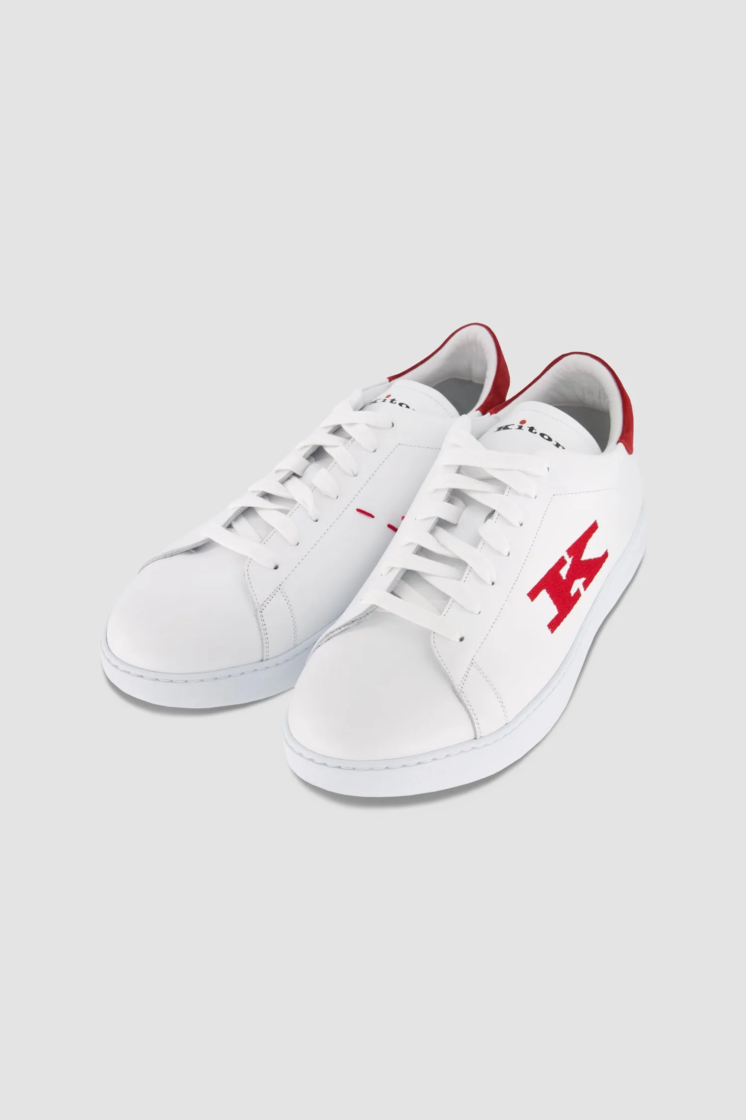 Kiton White/Red Calfskin Sneakers