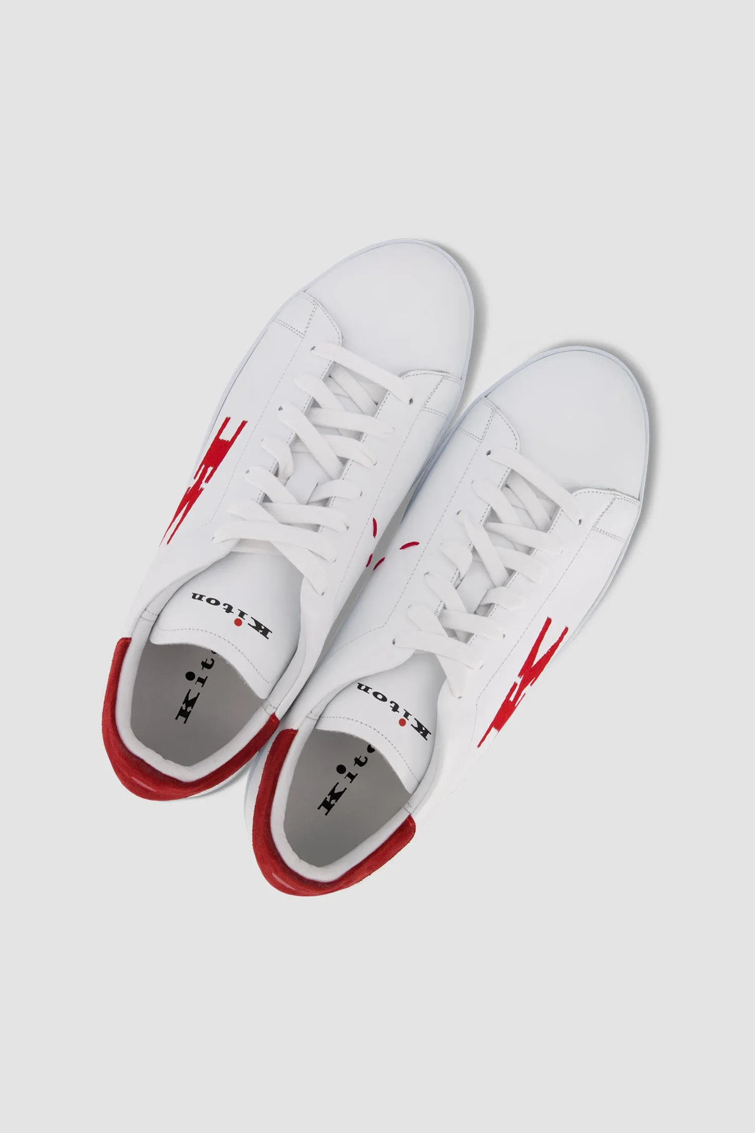 Kiton White/Red Calfskin Sneakers