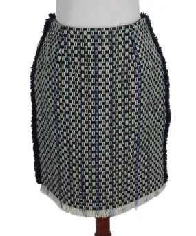 Lanvin Navy & Beige Woven Wool Skirt sz 6