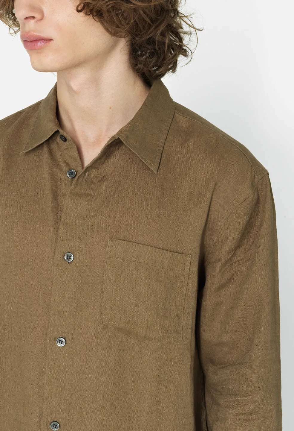 Linen Cloak Button Up / Brown