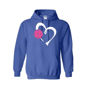 Love Pickleball Heart (Pink) | Unisex Hoodie Pickleball Sweatshirt | 50% Cotton 50% Polyester