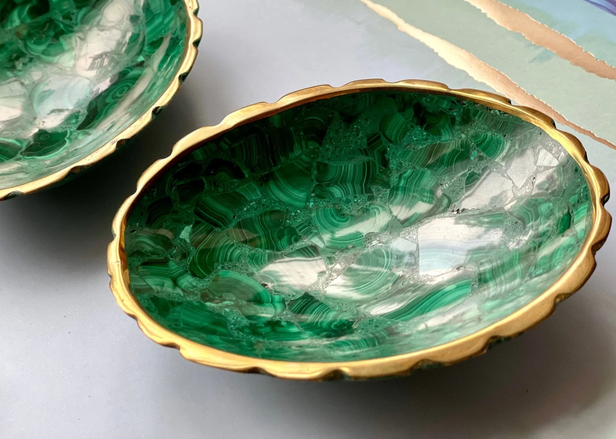 Malachite Bowl with golden edge