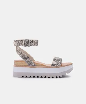 MILA SANDALS STONE SNAKE PRINT LEATHER re:vita