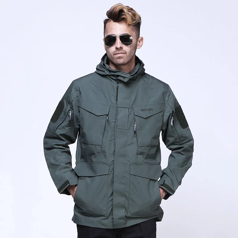 Multi-pocket Solid Color Men Coat