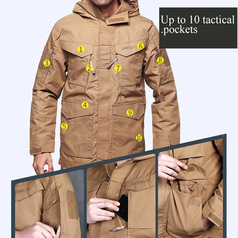 Multi-pocket Solid Color Men Coat