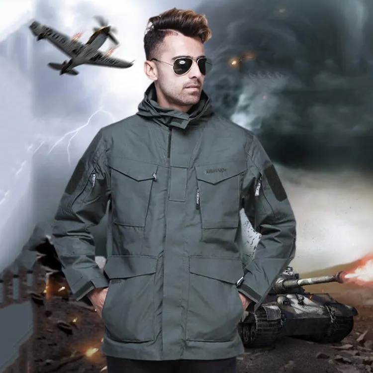 Multi-pocket Solid Color Men Coat