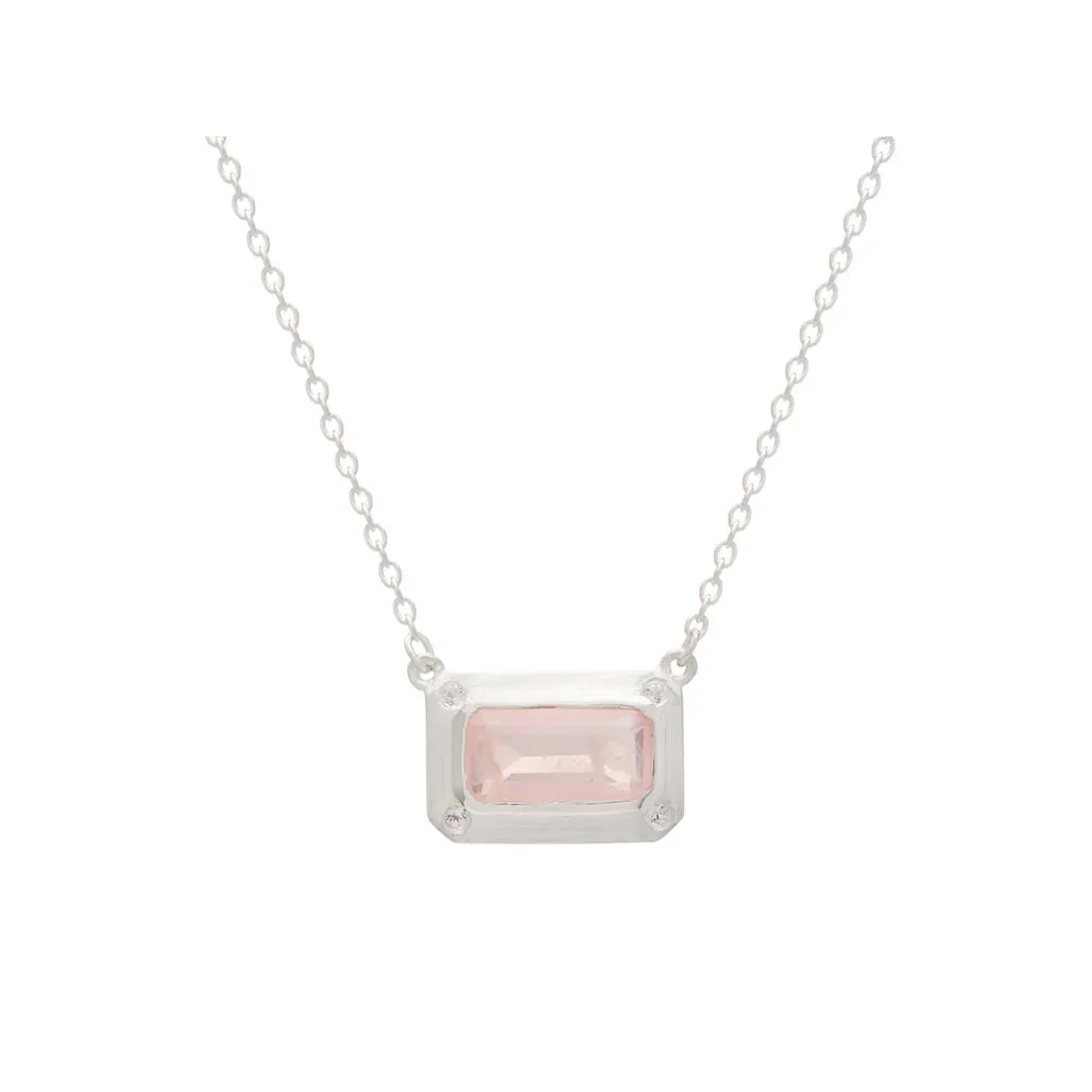 MURKANI Rose Quartz & White Topaz Pendant Necklace SILVER