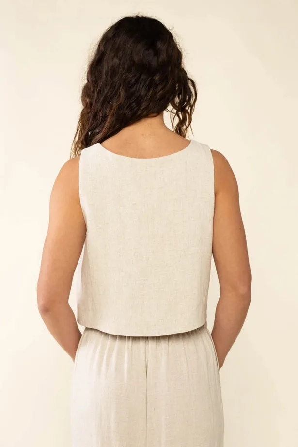 NLT - Square Neck Linen Vest | Natural