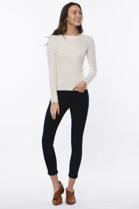 Perfectly Ribbed Knit Long Sleeve Top in Ivory