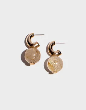 Petite C- Curve Earrings | Rutilated Quartz