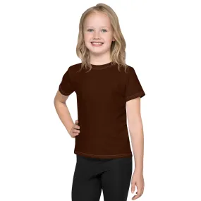 Playtime Essential: Girls Short Sleeve Solid Color Rash Guard - Chocolate