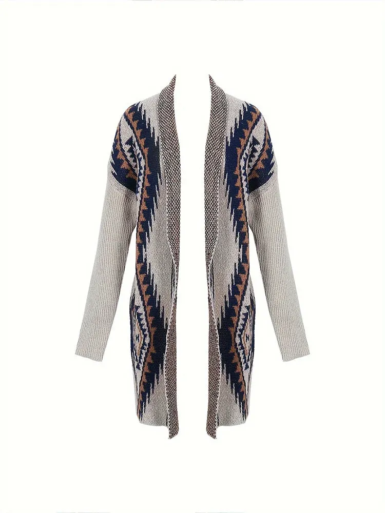 Plus Size 2024 New Women's Irregular Pattern Sweater Cardigan Warm Acrylic Loose Casual Sweater Optimal Choice for Winter