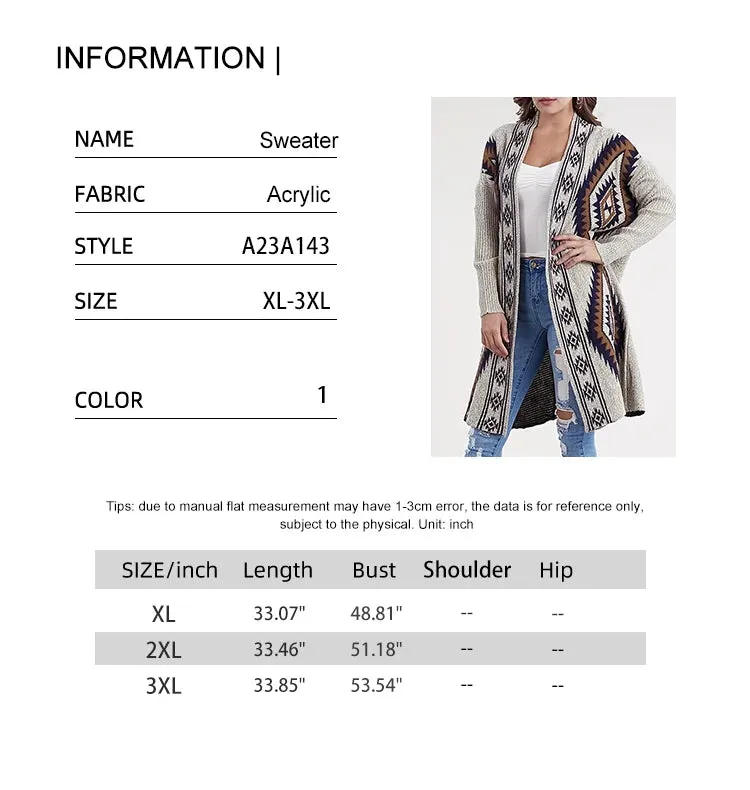 Plus Size 2024 New Women's Irregular Pattern Sweater Cardigan Warm Acrylic Loose Casual Sweater Optimal Choice for Winter