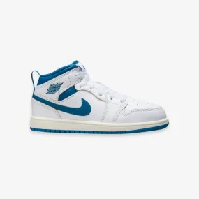 preschool jordan 1 mid se (white/industrial blue)