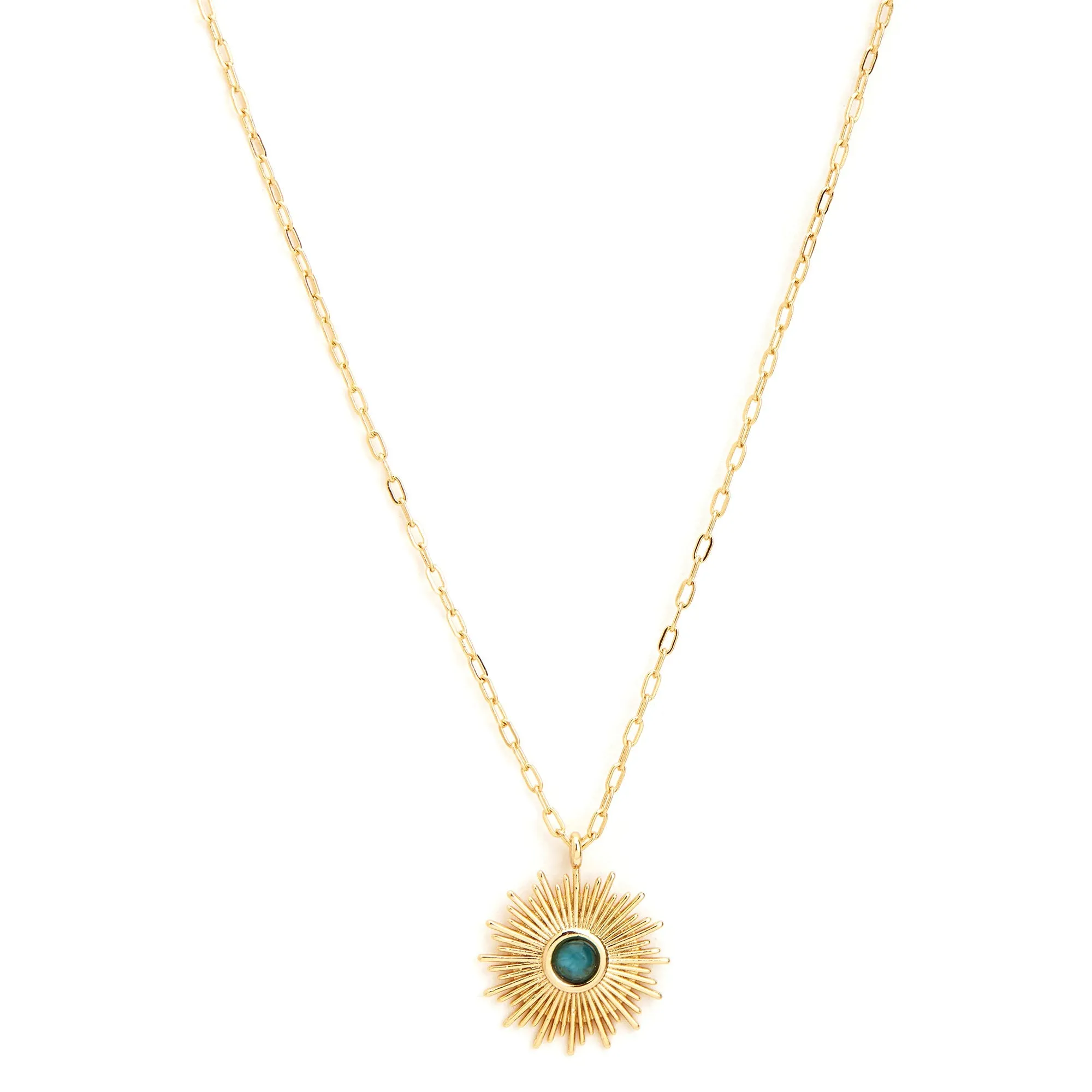 Real Gold Plated Blue Z Blue Sun Pendant Necklace