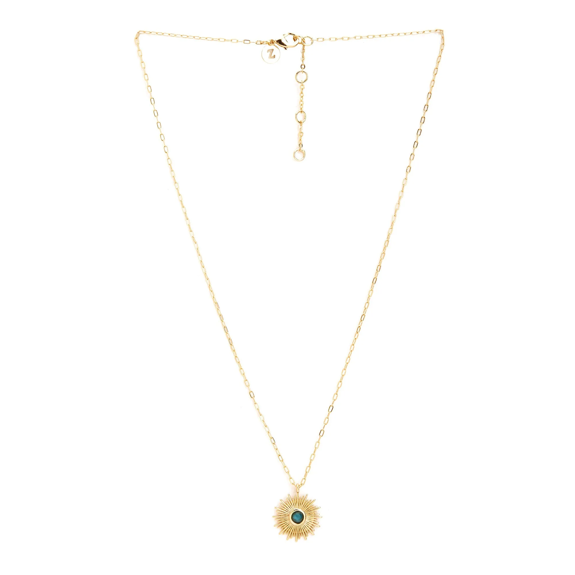 Real Gold Plated Blue Z Blue Sun Pendant Necklace