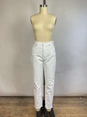 Re/Done Denim White High Rise Ankle Crop Stretch (27/4)