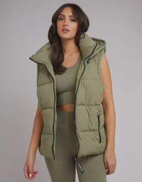 Remi Luxe Puffer Vest Khaki