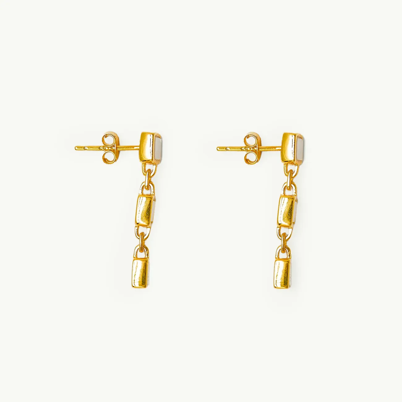 SANTIAGO TRIPLE DROP EARRINGS PEARL GOLD