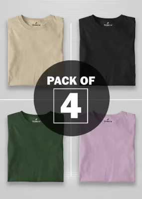 Solid Half Sleeve T-Shirt Men Combo - Pack of 4