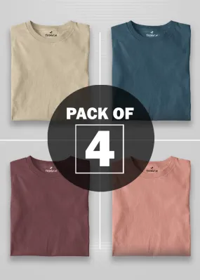 Solid Half Sleeve T-Shirt Women Combo - Pack of 4