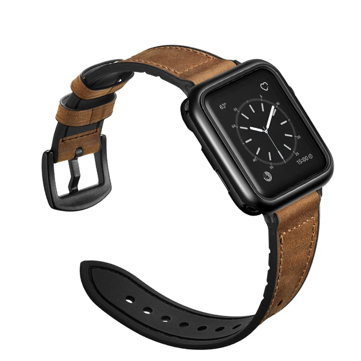 Speidel Light Brown Leather Luxury Watch Band And Protective Case For Apple Watch