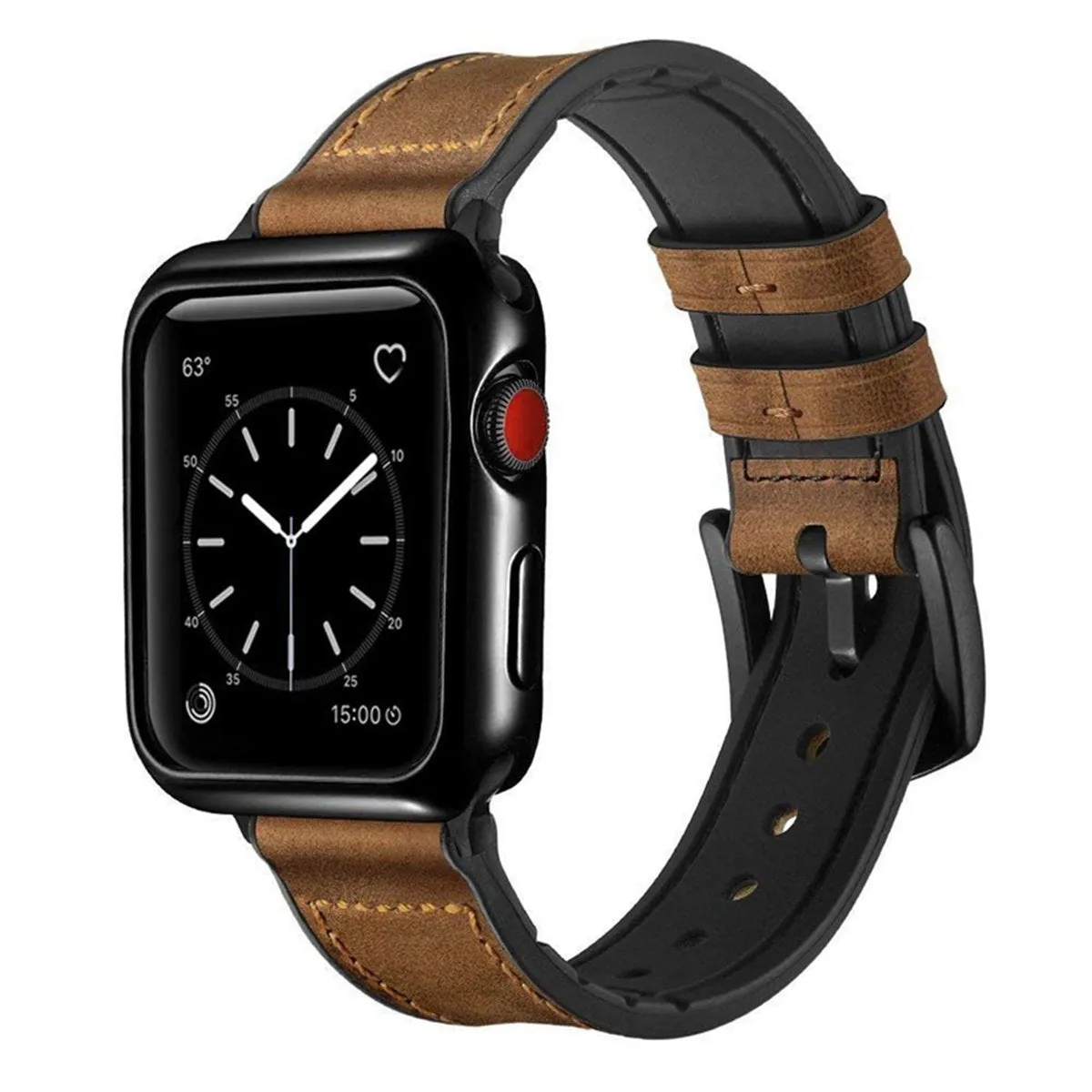 Speidel Light Brown Leather Luxury Watch Band And Protective Case For Apple Watch