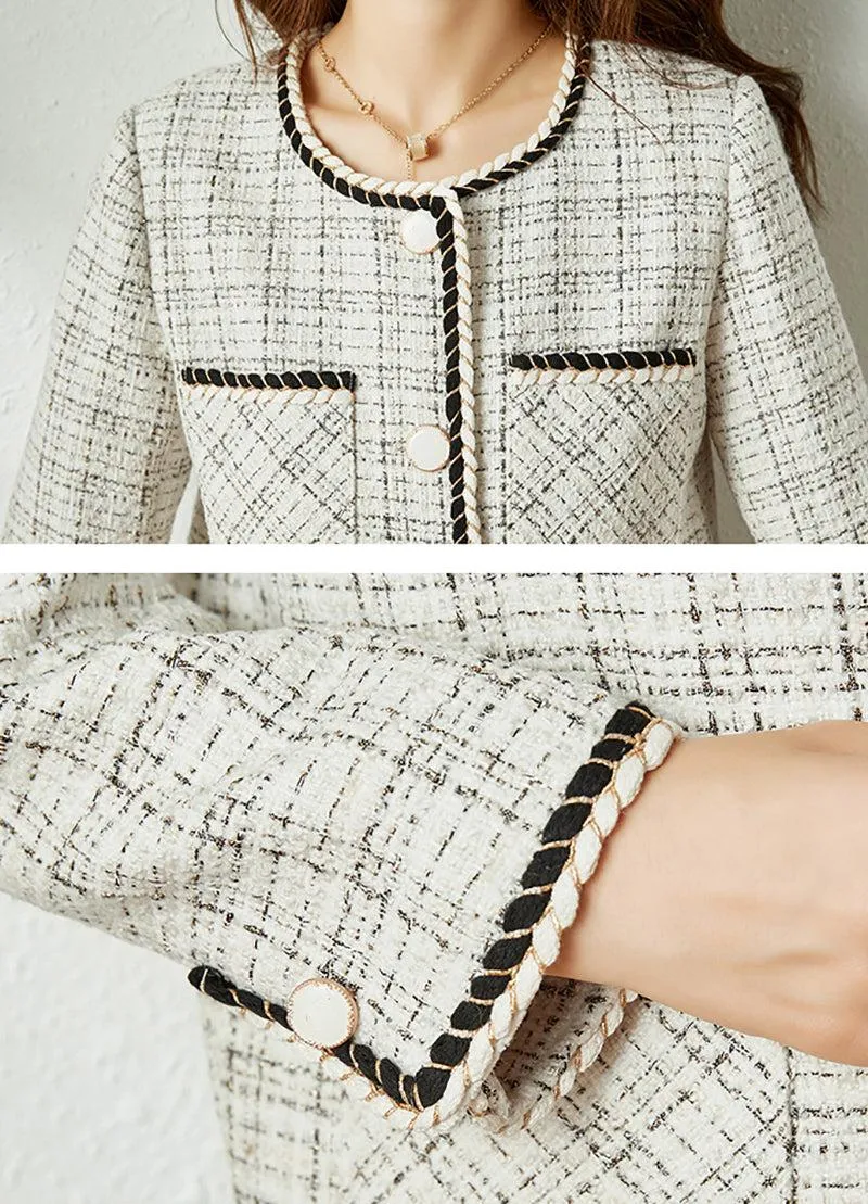 Spring Cream Light Tweed Blazer Jacket Coat