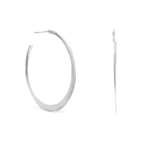 Sterling Silver Flat Tapered 3/4 Hoop Earrings