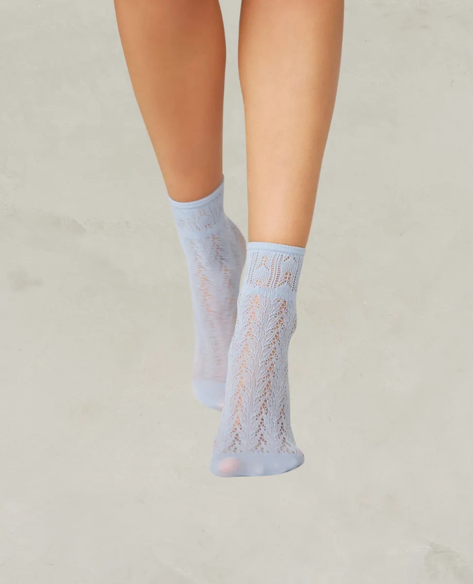 Swedish Stockings Erica Crochet Socks Dusty Blue