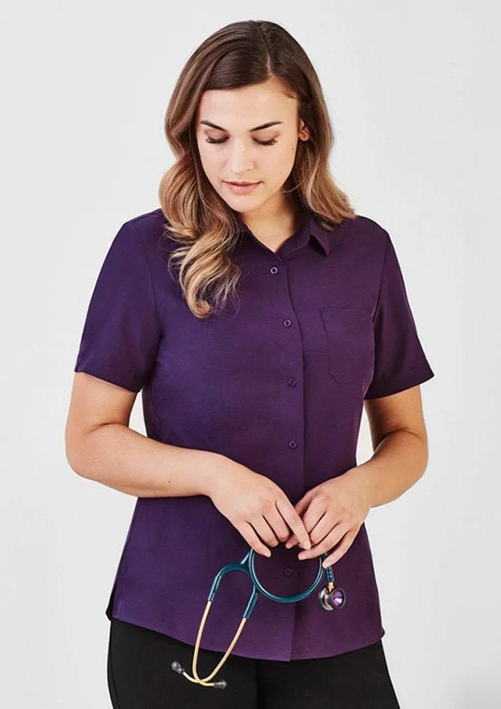 Tend Biz Care Florence Short Sleeve Shirt Purple TD-CS947LSPURP