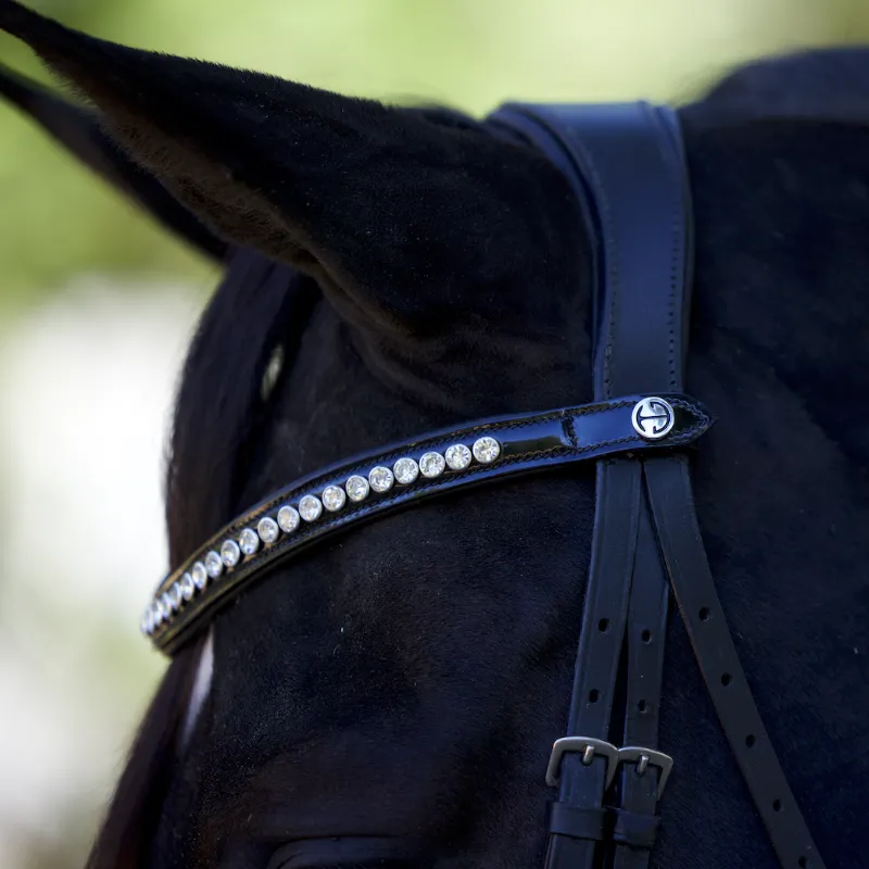 Wave Snap Browband with Clear Rivet Crystals