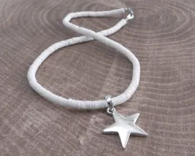 White Pukka Necklace with Star