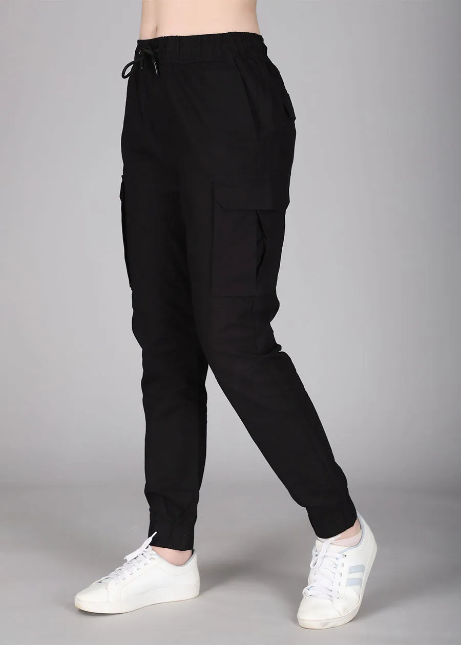 Womens Regular Fit Ripstop Cargo - Black