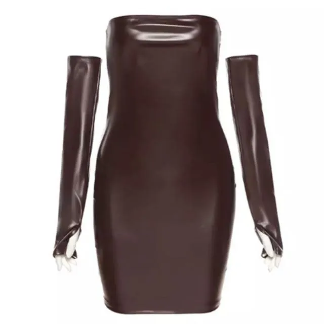 You Got It All PU Leather Dress With Sleeves